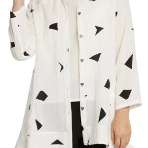 Fridaze XS Linen Triangle Tunic Bracelet Sleeve Oversized Button Front New